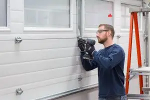 Garage door being fixed